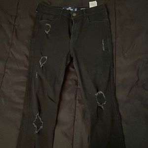 black ripped jeans, lightly worn. Hollister high-rise super skinny jeans